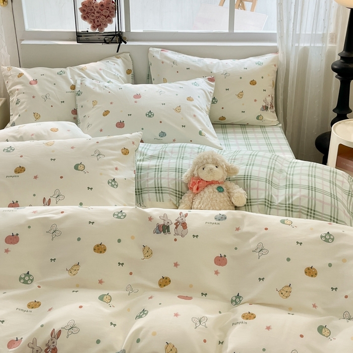 91家纺网 家纺一手货源 找家纺 慕尚家纺 2025新款全棉印花四件套 南瓜派对