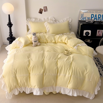 91家纺网 家纺一手货源 找家纺 春光里 2024新款水洗棉花边款四件套-克洛伊