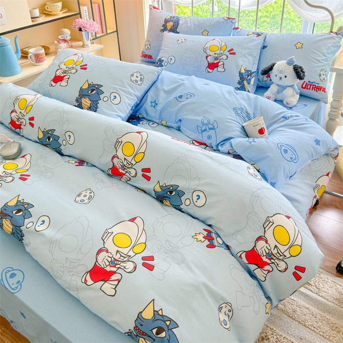 91家纺网 家纺一手货源 找家纺 2024新款授权经典奥特曼-三丽鸥全棉卡通四件套学生三件套【含防伪标】 奥特勇士