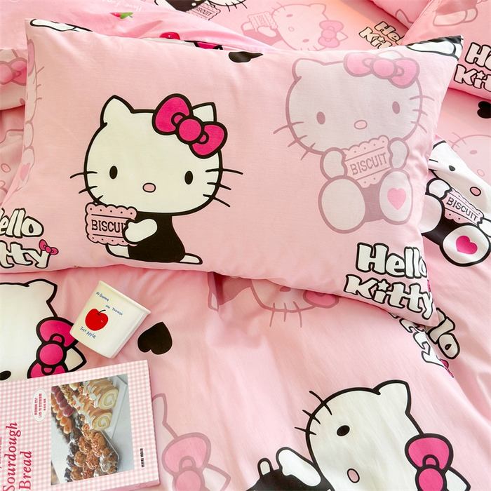 91家纺网 家纺一手货源 找家纺 2024新款授权经典奥特曼-三丽鸥全棉卡通四件套学生三件套【含防伪标】 爱心kt