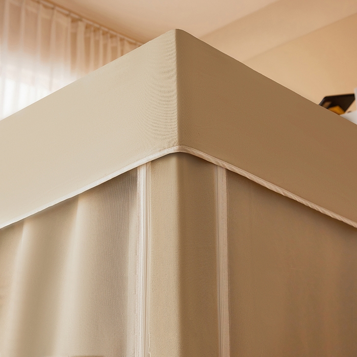 91家纺网 家纺一手货源 找家纺 2024新款学生宿舍强遮光坐床蚊帐 米色-放轻松鸭