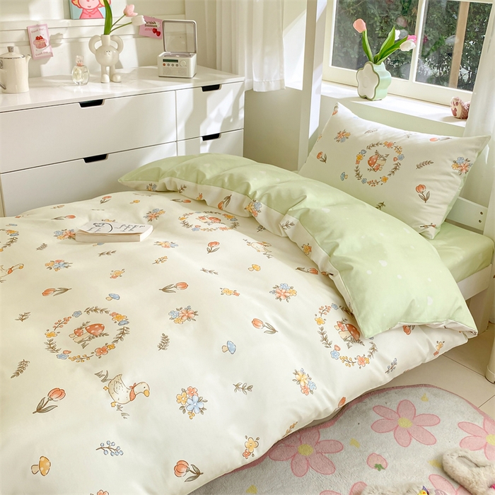 91家纺网 家纺一手货源 找家纺 本制 2024新款学生季全棉印花三件套 沐风