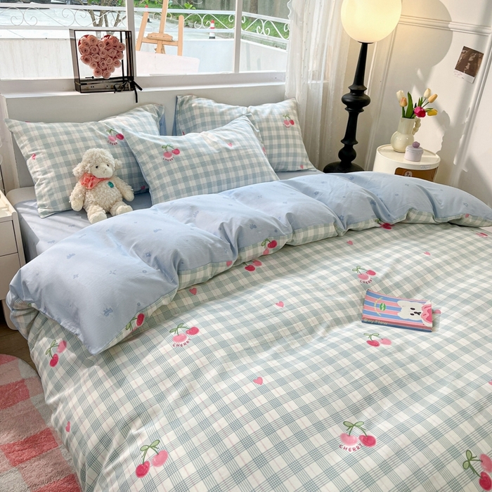 91家纺网 家纺一手货源 找家纺 慕尚家纺 2025新款全棉印花四件套 樱桃