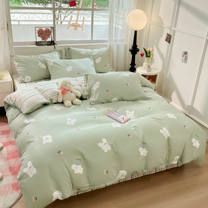 91家纺网 家纺一手货源 找家纺 慕尚家纺 2025新款全棉印花四件套 汪可爱