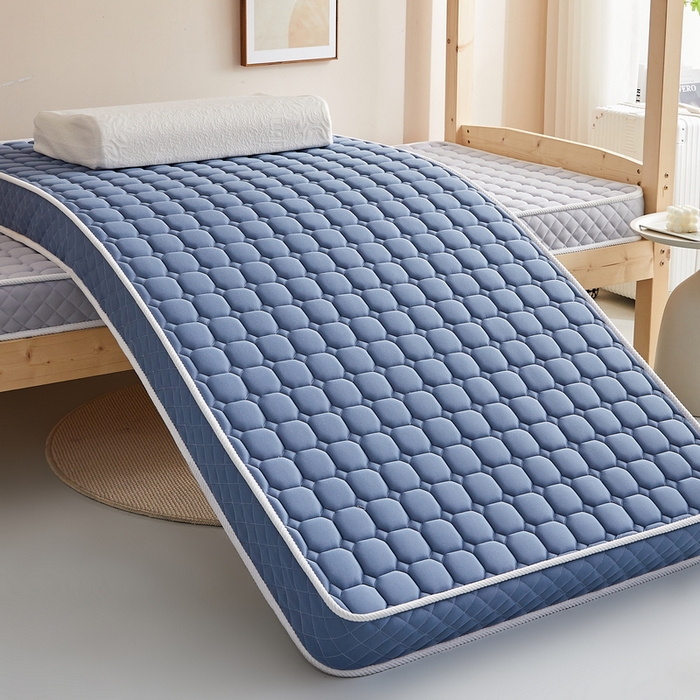 91家纺网 家纺一手货源 找家纺 卡派 2024新款单人床乳胶记忆棉立体加厚加高床垫5-10cm（面包格系列） 蓝灰