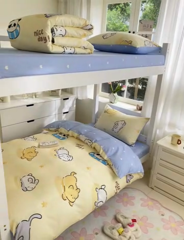 91家纺网 家纺一手货源 找家纺 本制 2024新款学生季全棉印花三件套 浮生-米