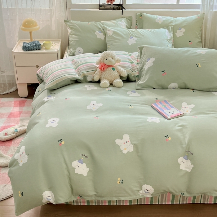 91家纺网 家纺一手货源 找家纺 慕尚家纺 2025新款全棉印花四件套 汪可爱