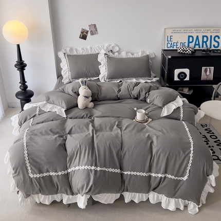 91家纺网 家纺一手货源 找家纺 春光里 2024新款水洗棉花边款四件套-克洛伊