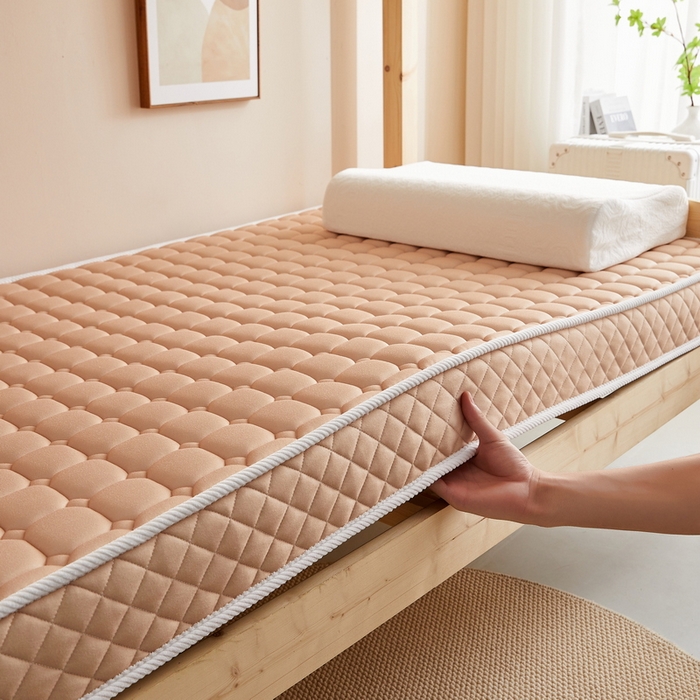 91家纺网 家纺一手货源 找家纺 卡派 2024新款单人床乳胶记忆棉立体加厚加高床垫5-10cm（面包格系列） 驼色