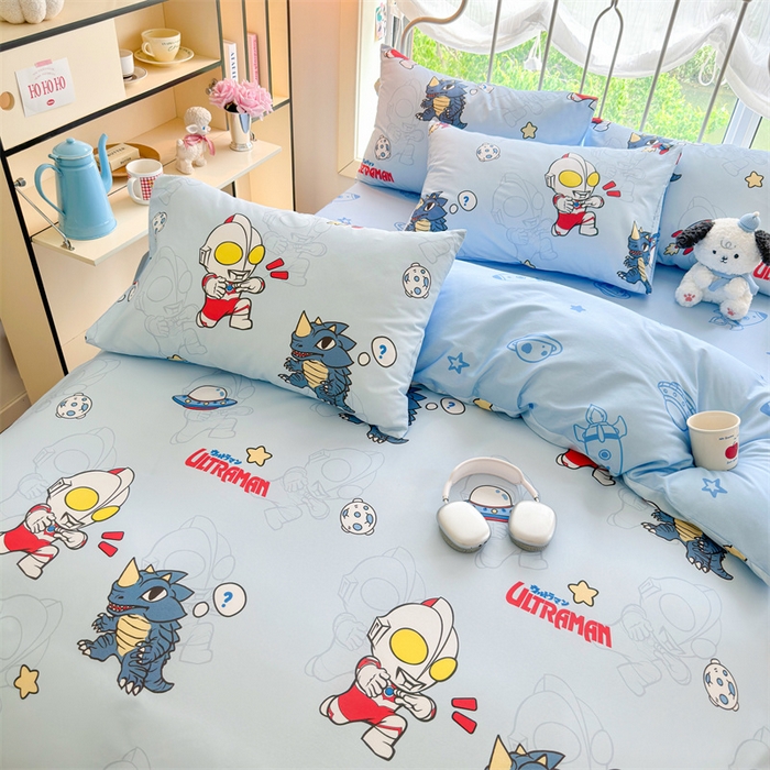 91家纺网 家纺一手货源 找家纺 2024新款授权经典奥特曼-三丽鸥全棉卡通四件套学生三件套【含防伪标】 奥特勇士