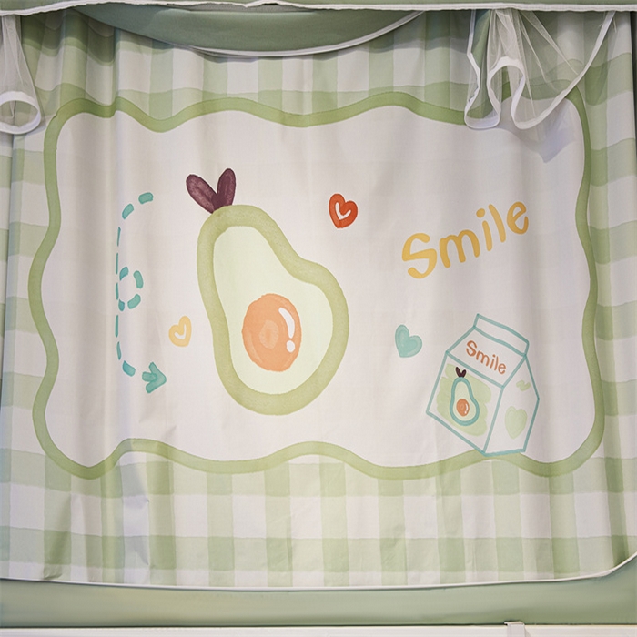 91家纺网 家纺一手货源 找家纺 迪凡保罗蚊帐 2025新款2416纳米环保加厚强遮光大版数码印花学生蚊帐（自带靠墙帘） 牛油果奶