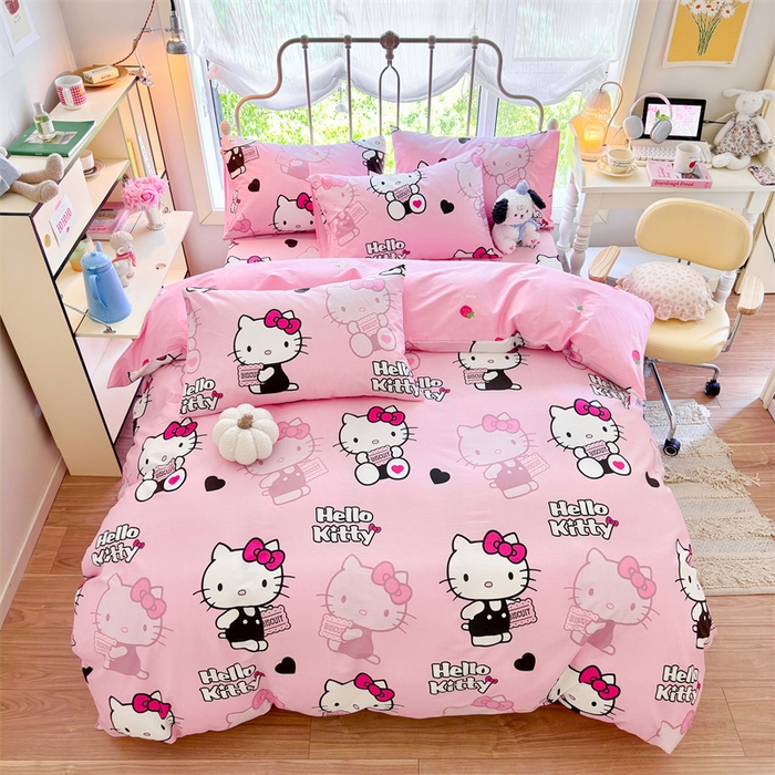 91家纺网 家纺一手货源 找家纺 2024新款授权经典奥特曼-三丽鸥全棉卡通四件套学生三件套【含防伪标】 爱心kt