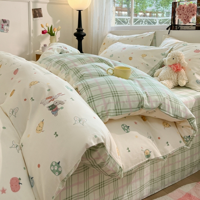 91家纺网 家纺一手货源 找家纺 慕尚家纺 2025新款全棉印花四件套 南瓜派对