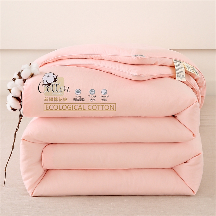 91家纺网 家纺一手货源 找家纺 好宜家纺 2025新款水洗棉新疆棉花被芯拉链款二合一子母被冬被春秋被夏被学生宿舍被褥 单被子-粉玉色