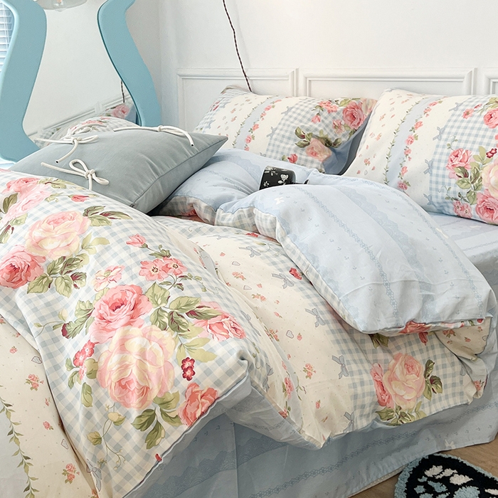 91家纺网 家纺一手货源 找家纺 2024新款13070跑量款全棉四件套--花卉系列 初恋玫瑰