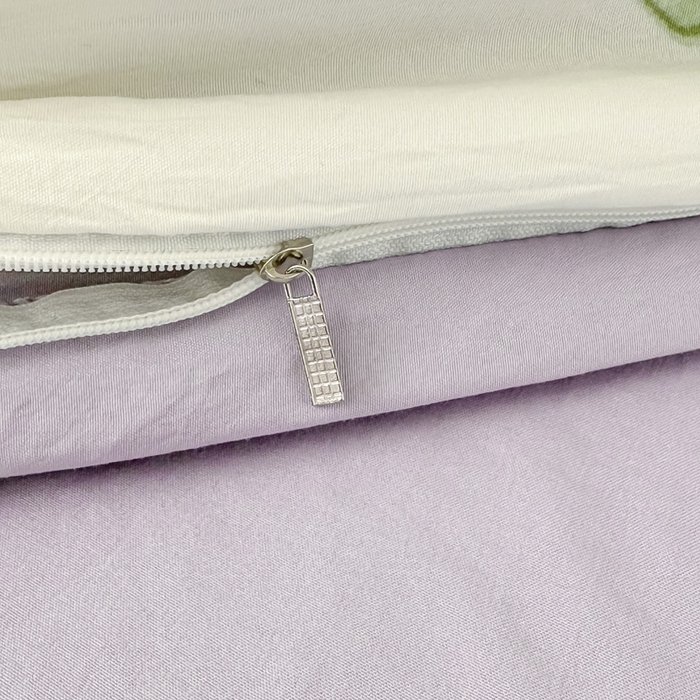 91家纺网 家纺一手货源 找家纺 2024新款水洗棉小清新印花学生三件套（床笠床套款） 紫郁盛开