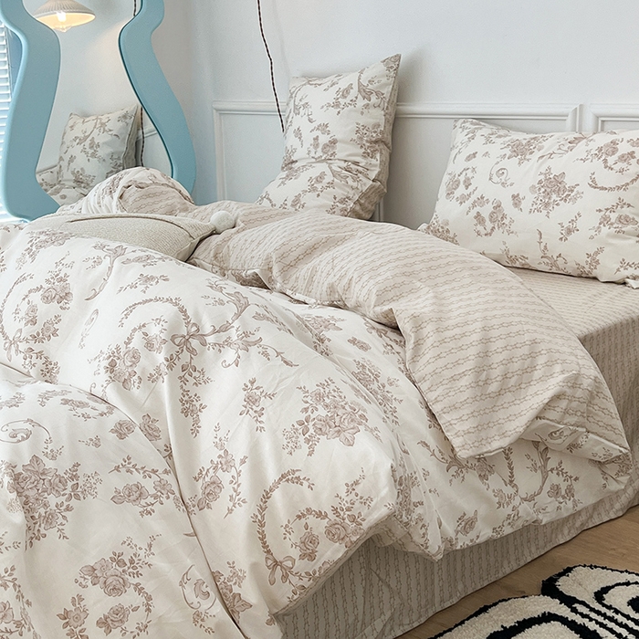 91家纺网 家纺一手货源 找家纺 2024新款13070跑量款全棉四件套--花卉系列 亚瑟花园