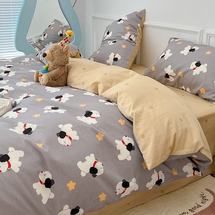 91家纺网 家纺一手货源 找家纺 2024新款13070跑量款全棉四件套--卡通系列 星星狗