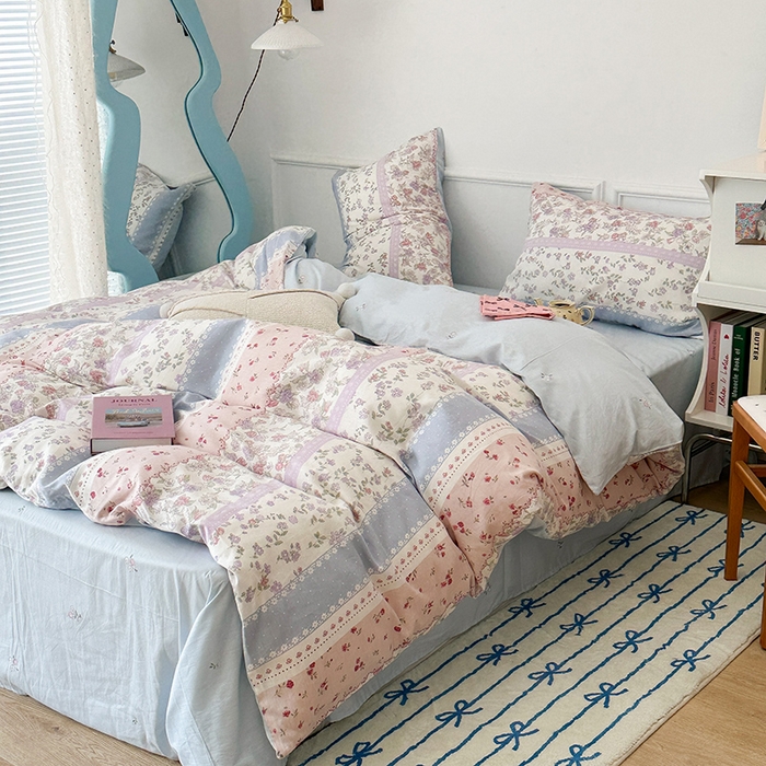 91家纺网 家纺一手货源 找家纺 2024新款13070跑量款全棉四件套--花卉系列 韩系碎花