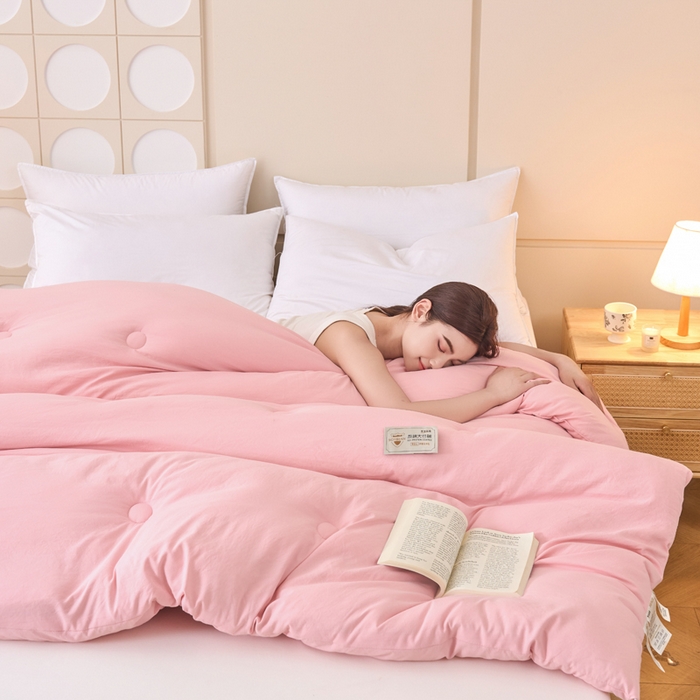 91家纺网 家纺一手货源 找家纺 梦恬佳 2024新款A类原棉亲肤棉大豆被夏被春秋被冬被 樱花粉