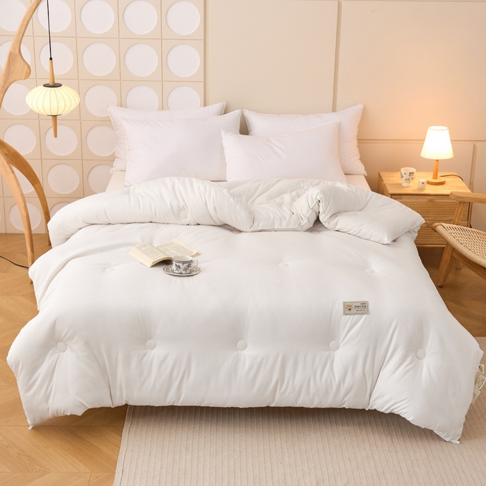91家纺网 家纺一手货源 找家纺 梦恬佳 2024新款A类原棉亲肤棉大豆被夏被春秋被冬被 典雅白