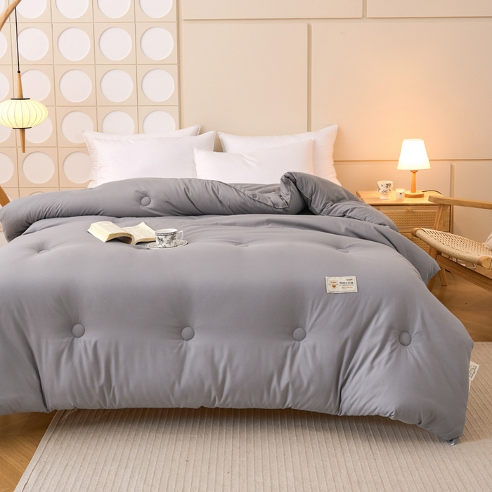 91家纺网 家纺一手货源 找家纺 梦恬佳 2024新款A类原棉亲肤棉大豆被夏被春秋被冬被 浅灰