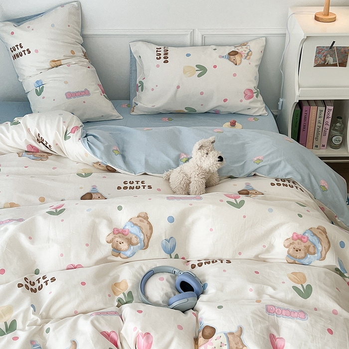 91家纺网 家纺一手货源 找家纺 2024新款13070跑量款全棉四件套--卡通系列 郁金花狗狗