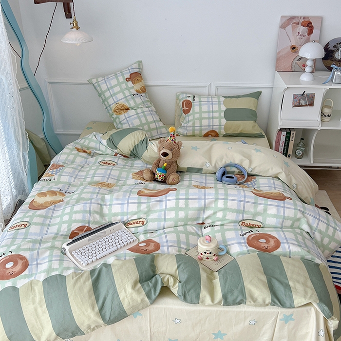 91家纺网 家纺一手货源 找家纺 2024新款13070跑量款全棉四件套--卡通系列 贝果吐司