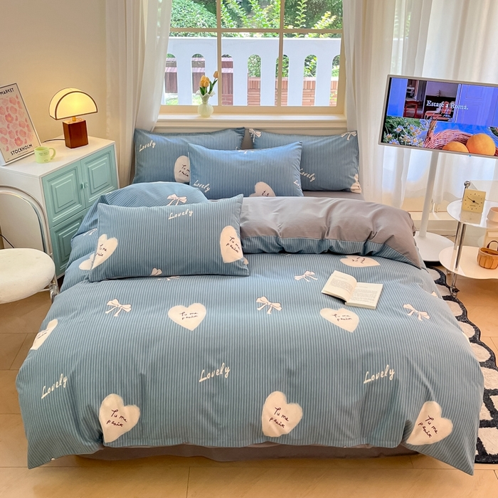 91家纺网 家纺一手货源 找家纺 莱米家纺 2024新款全棉加厚磨毛印花四件套 少女日记