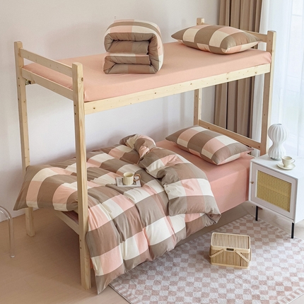 91家纺网 家纺一手货源 找家纺 （总）2024新款纯棉全棉A类色织水洗棉学生宿舍三件套四件套上下铺学生床套床垫套保护套