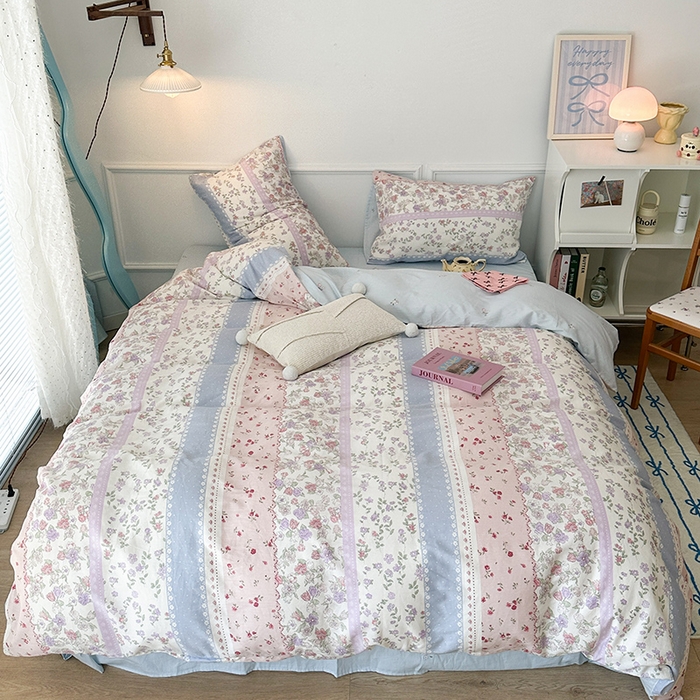 91家纺网 家纺一手货源 找家纺 2024新款13070跑量款全棉四件套--花卉系列 韩系碎花