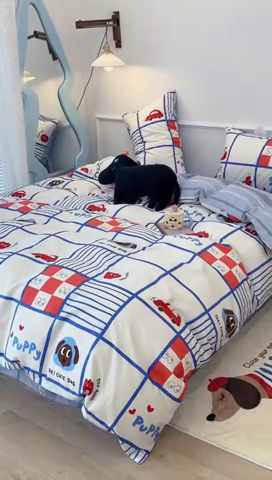 91家纺网 家纺一手货源 找家纺 2024新款13070跑量款全棉四件套--卡通系列 汽车总动员