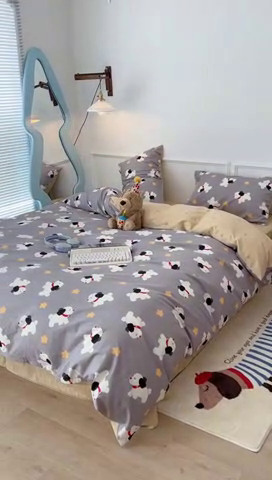 91家纺网 家纺一手货源 找家纺 2024新款13070跑量款全棉四件套--卡通系列 星星狗