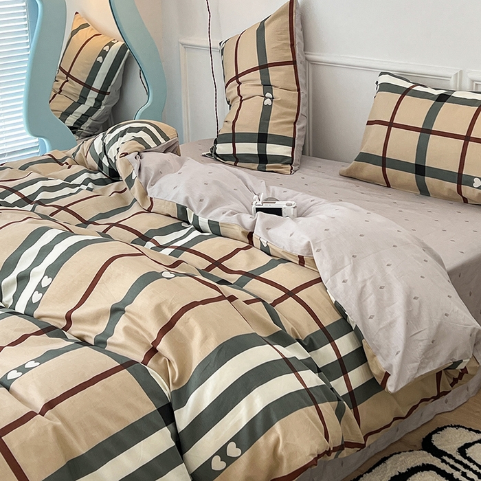 91家纺网 家纺一手货源 找家纺 2024新款13070跑量款全棉四件套--北欧系列 英伦格纹