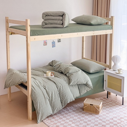 91家纺网 家纺一手货源 找家纺 （总）2024新款纯棉全棉A类色织水洗棉学生宿舍三件套四件套上下铺学生床套床垫套保护套