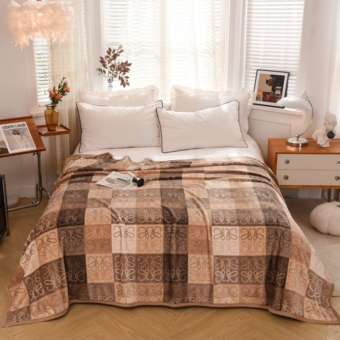 91家纺网 家纺一手货源 找家纺 卉晨毛毯家纺 2024新款潮人毯空调毯午睡毯毛毯 贝格