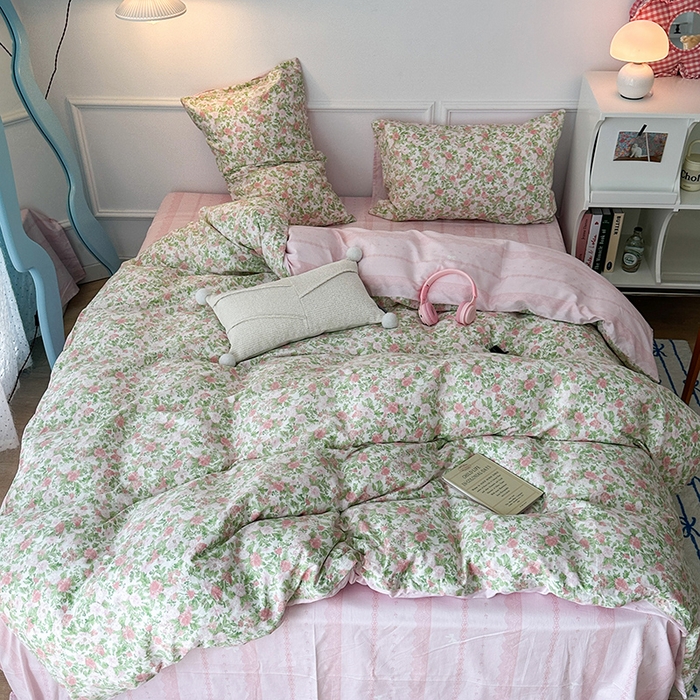 91家纺网 家纺一手货源 找家纺 2024新款13070跑量款全棉四件套--花卉系列 梨花末雨