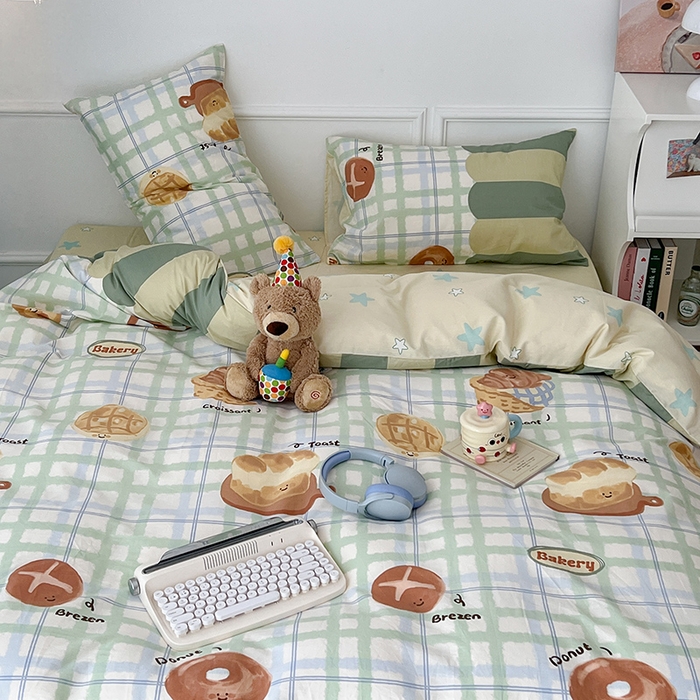 91家纺网 家纺一手货源 找家纺 2024新款13070跑量款全棉四件套--卡通系列 贝果吐司