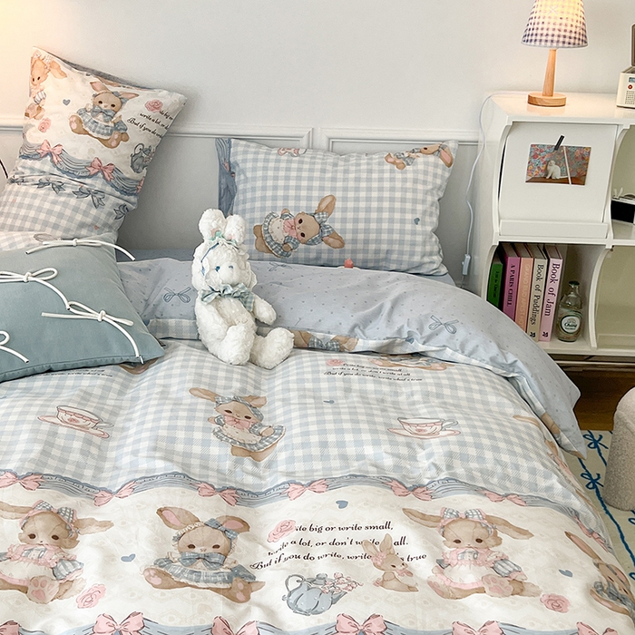 91家纺网 家纺一手货源 找家纺 2024新款13070跑量款全棉四件套--洛丽塔系列 梦境芭蕾兔