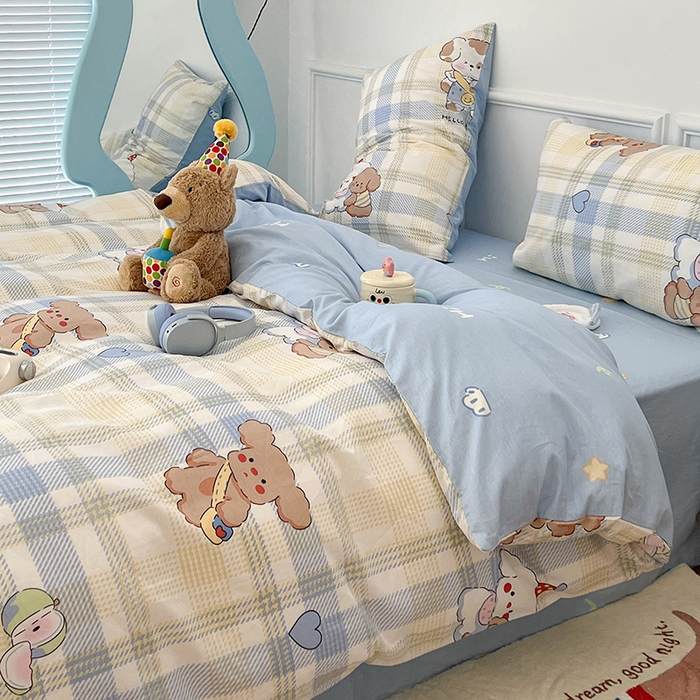 91家纺网 家纺一手货源 找家纺 2024新款13070跑量款全棉四件套--卡通系列 幼稚园伙伴