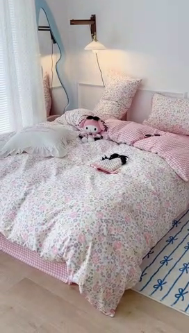 91家纺网 家纺一手货源 找家纺 2024新款13070跑量款全棉四件套--小清新系列 秘境花园兔