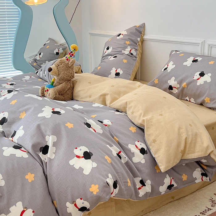 91家纺网 家纺一手货源 找家纺 2024新款13070跑量款全棉四件套--卡通系列 星星狗