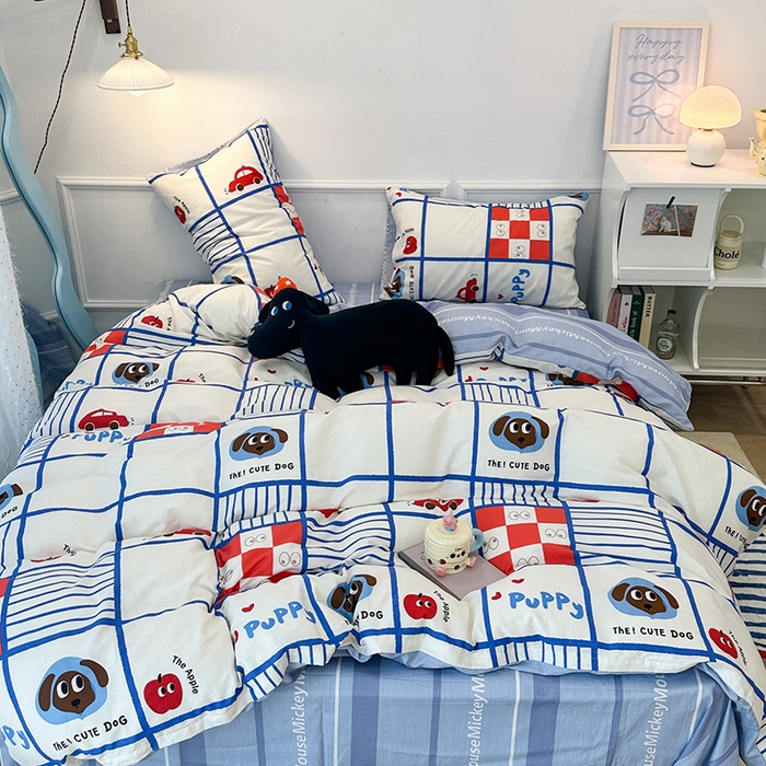 91家纺网 家纺一手货源 找家纺 2024新款13070跑量款全棉四件套--卡通系列 汽车总动员