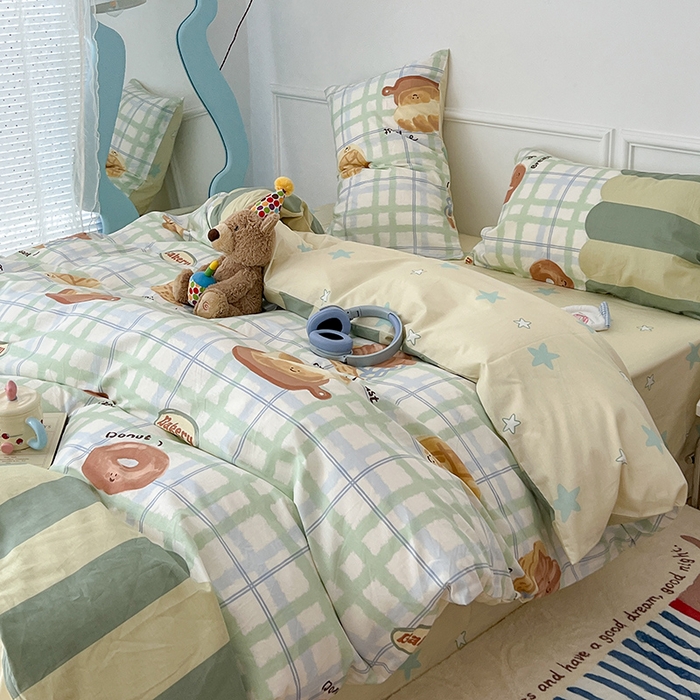 91家纺网 家纺一手货源 找家纺 2024新款13070跑量款全棉四件套--卡通系列 贝果吐司