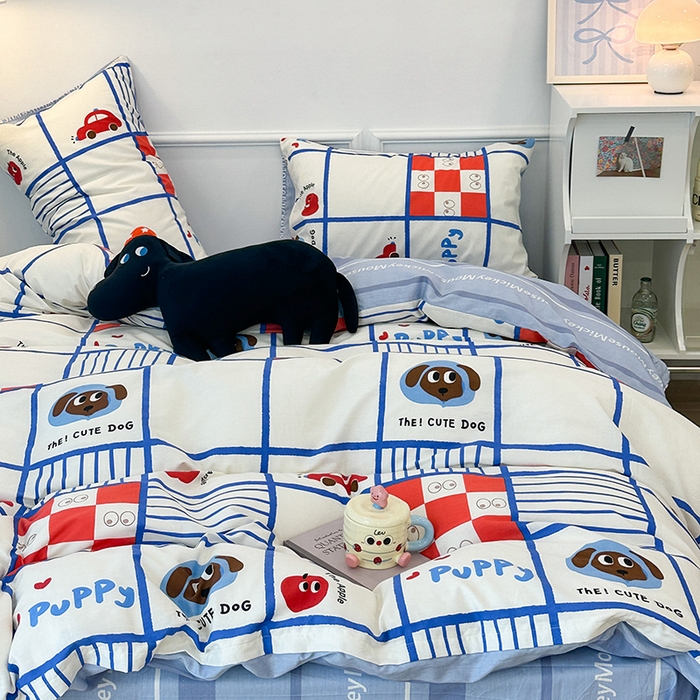 91家纺网 家纺一手货源 找家纺 2024新款13070跑量款全棉四件套--卡通系列 汽车总动员