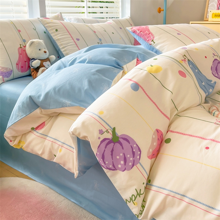 91家纺网 家纺一手货源 找家纺 红馆 2025年全棉12868印花系列四件套南瓜蒂落