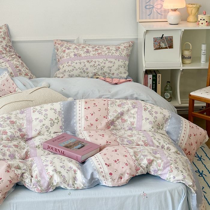 91家纺网 家纺一手货源 找家纺 2024新款13070跑量款全棉四件套--花卉系列 韩系碎花