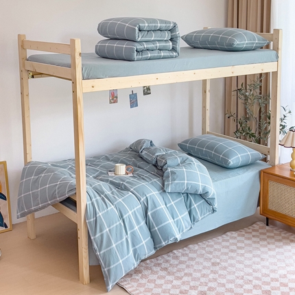 91家纺网 家纺一手货源 找家纺 （总）2024新款纯棉全棉A类色织水洗棉学生宿舍三件套四件套上下铺学生床套床垫套保护套