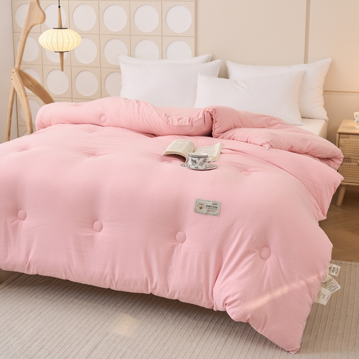 91家纺网 家纺一手货源 找家纺 梦恬佳 2024新款A类原棉亲肤棉大豆被夏被春秋被冬被 樱花粉