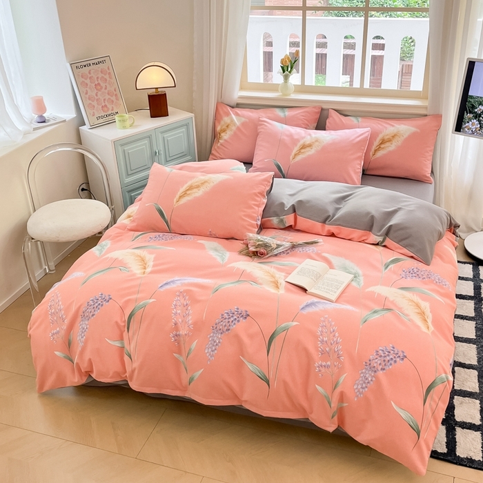 91家纺网 家纺一手货源 找家纺 莱米家纺 2024新款全棉加厚磨毛印花四件套 花穗